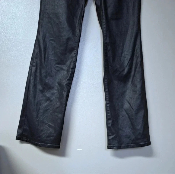 Express Black Faux Leather Wax Soft Lightweight Flare Super High Rise Jeans - Picture 3 of 14